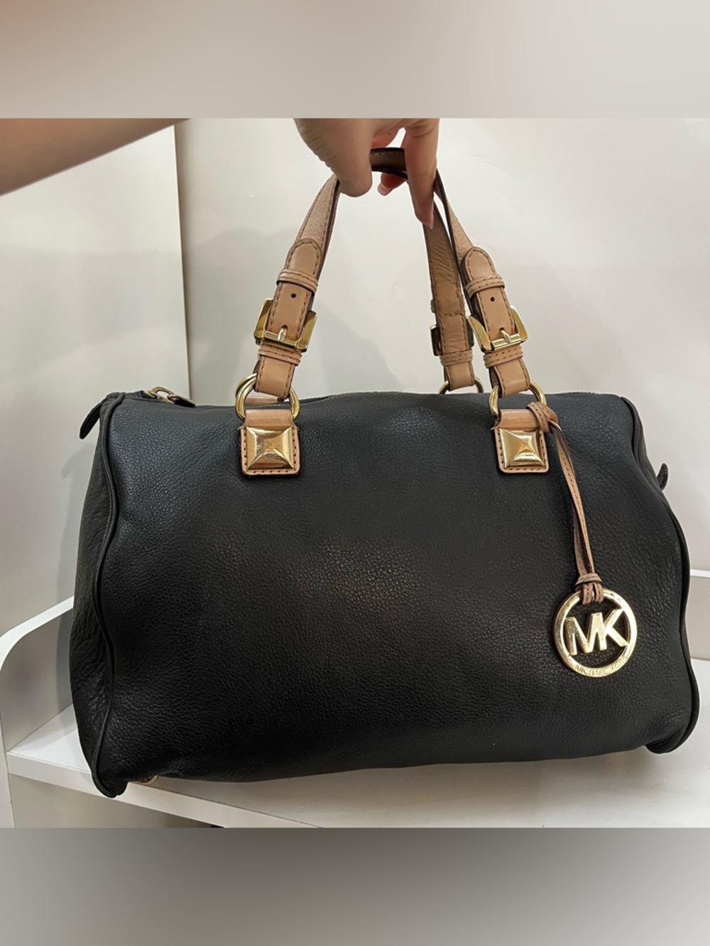 MICHAEL KORS Black Y2K Leather Boston Speedy Jet Set Handbag Tote - Picture 2 of 12